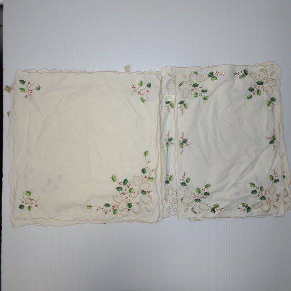 Lenox Dining Vintage Lenox Holiday Holly Embroidered Dinner Napkins